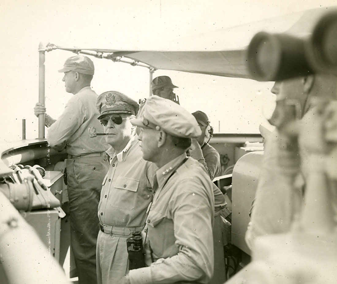General MacArthur aboard USS Nashville CL-43